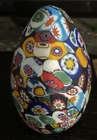 Vintage Murano Millefiori Glass Egg Matte Finish Paperweight, 3” H Multicolor