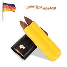 2 Tube Leder Zigarrenetui Humidor feuchtigkeitsspendende Tasche Reiseetui Gift