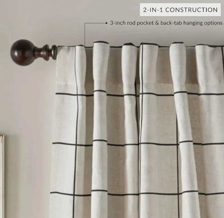 Cortinas de Ventana Poli/Lino Marfil 2 Paneles BLACKOUT 52" X 95" Cortinas de Ventana Foto 3 de 4