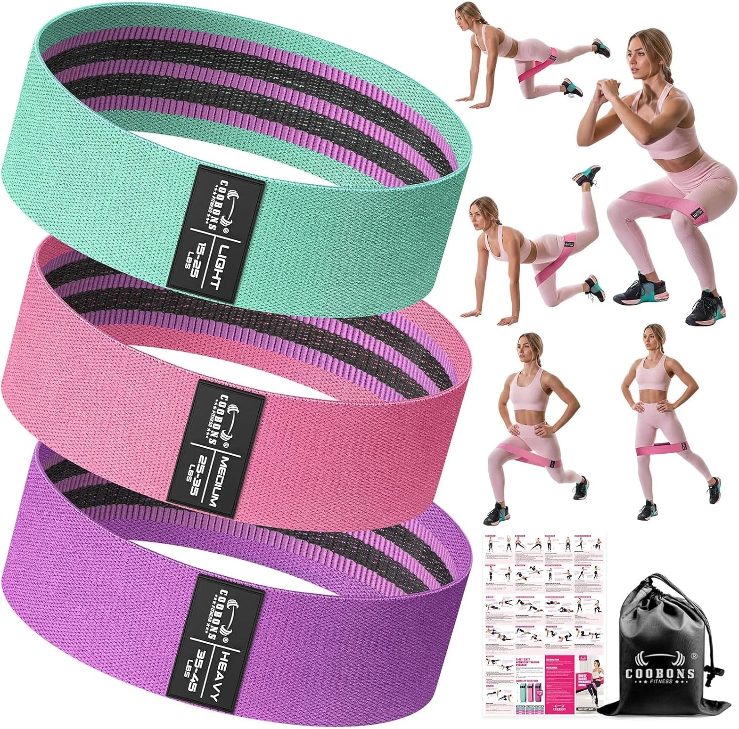 Fabric Resistance Bands Glute Leg Home Workout