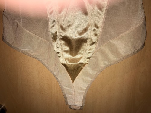 Body Miederbody Satin Satinbody Gr.2XL Stringbody beige transparent glänzend neu - Bild 3 von 4