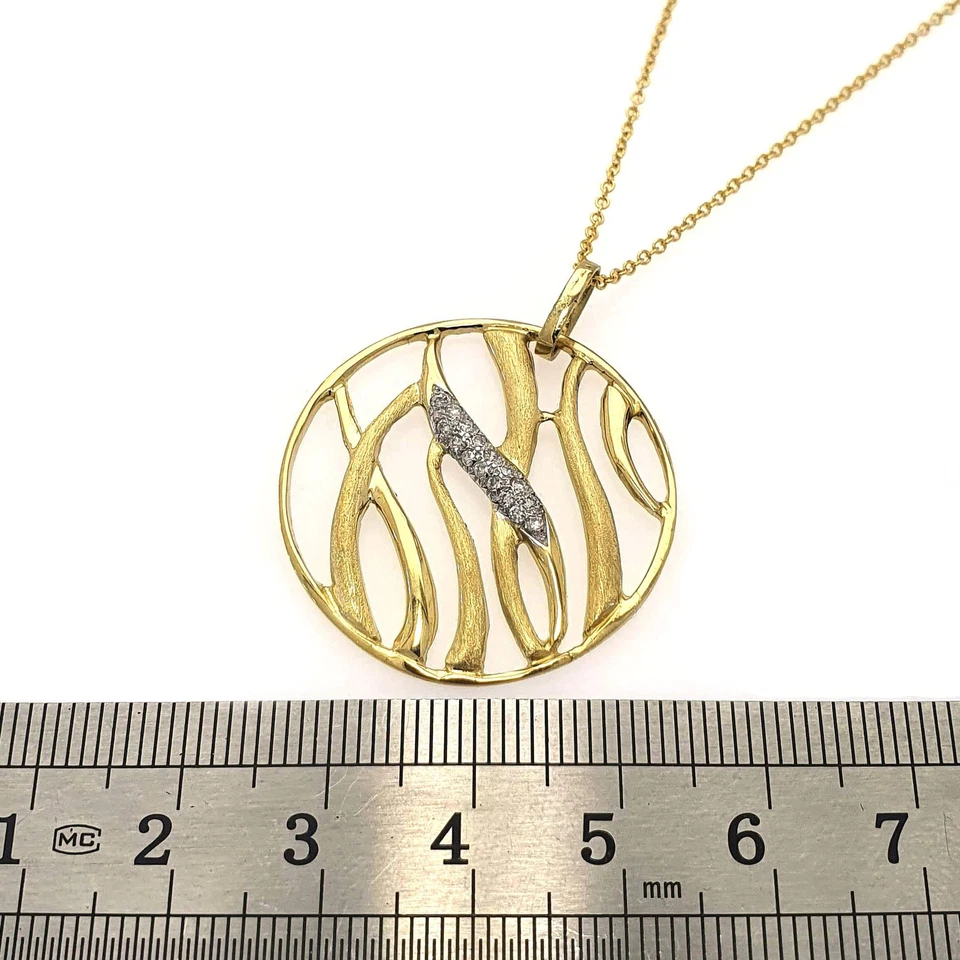 Collar floral artesanal grande de oro macizo de 14k con 16 diamantes blancos naturales SI Foto 3 de 4