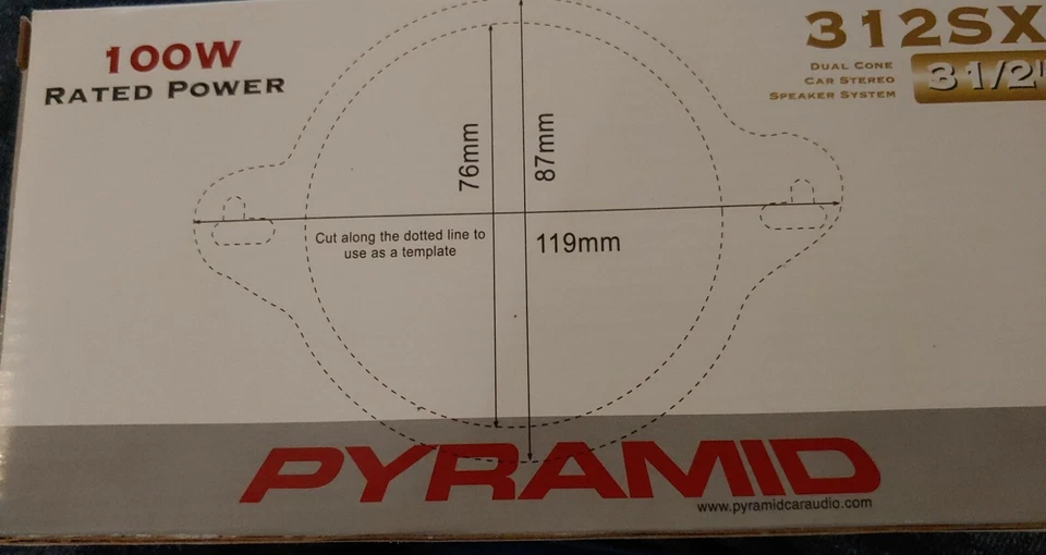Altavoces estéreo para automóvil Pyramid 100 vatios cono dual 312 SX 3,5" Foto 3 de 4