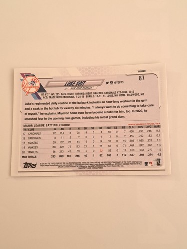 2021 Topps Chrome Pink Refractor #87 Luke Voit New York Yankees In Toploader - Picture 2 of 5