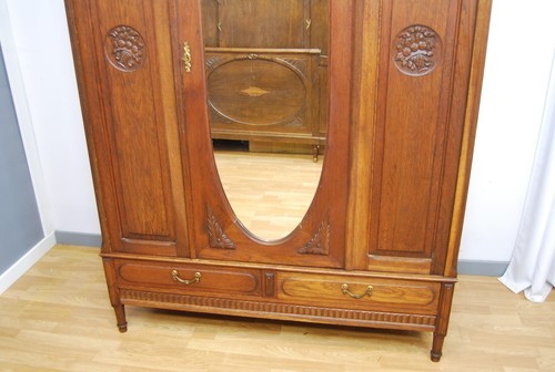 Antiker Jugendstil Kleiderschrank, Dielenschrank, Eiche. ( k108 ) - Bild 3 von 12