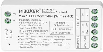 FUT035W+ Miboxer 2 in 1 LED Strip Controller WiFi+2.4G,Smartphone APP Control Di