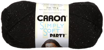 Spinrite H97PAR-7 Simply Soft Party Yarn-Black Sparkle (3Pk)