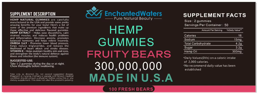 Premium Hemp-Oil Gummies -Vegan, Delicious- Calm, Anxiety, Stress