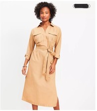 Loft Belted Pocket Midi Shirtdress US10