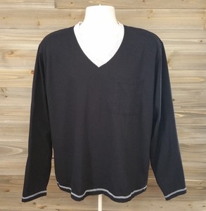 haband casual v neck shirt long sleeve cotton blend mens front pocket size L | eBay