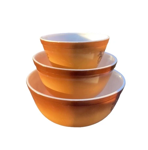 Pyrex Old Orchard 3 Piece Nesting Mixing Bowl Set 401/402/403 NICE