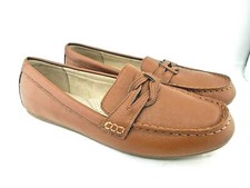 LANDS END womens shoes slip on flats multi sizes leather comfort loafers NEW