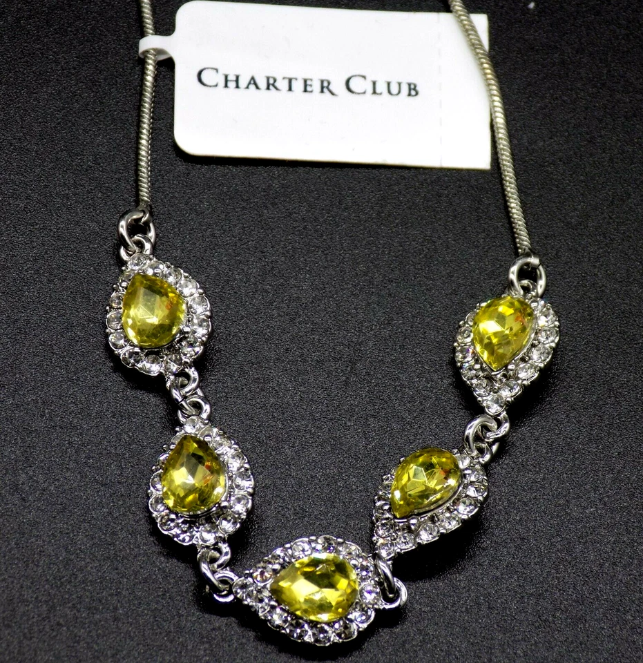 Pulsera deslizante Charter Club tono plateado amarillo blanco cristal transparente halo bolo Foto 3 de 4