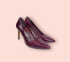 ALICE  OLIVIA Dina Croc-Embossed Patent Leather Stiletto Pump Heel EU37 US7