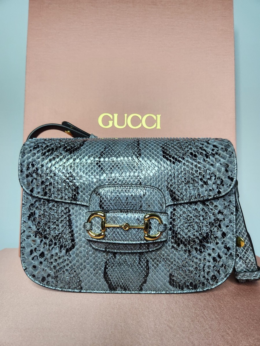 RARE Of NEW Gucci Horsebit 1955 Python shoulder bag
