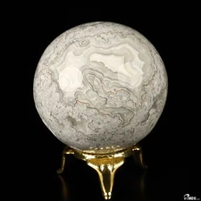 2.0" White Crazy lace agate Hand Carved Crystal Ball/Sphere, Crystal Healing