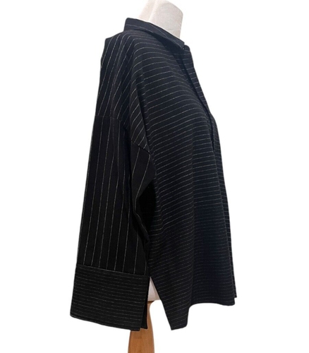 OSKA Women's Unlined Lightweight Black Striped Wool Jacket size 1 US6/8 - Picture 8 of 16