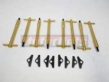 8x Gold Tall T-Bar Wing Nut Valve Cover Kit SBC Chevy 327 350 Bolts Mini Tabs
