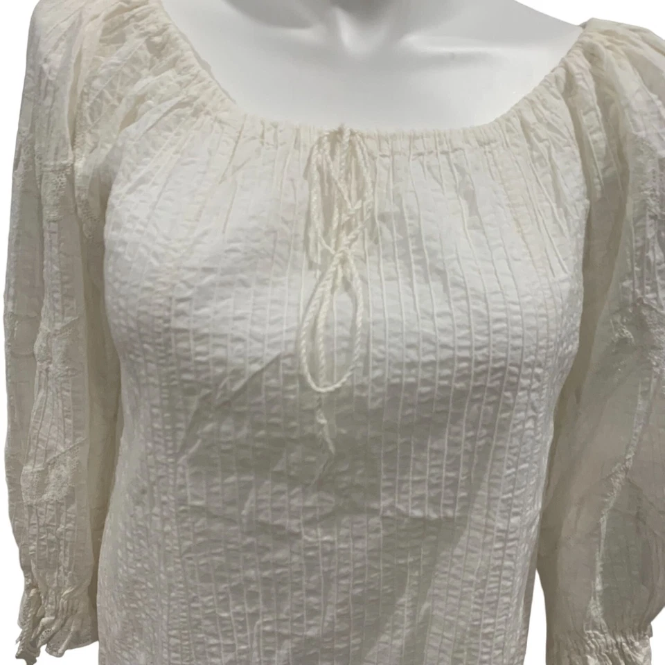 Vestido Vintage Gonzalo Bauer Algodón/Encaje Hombro Descubierto Ligero Boho Hippie Foto 3 de 4