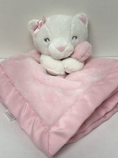 Carter  s Kitten Cat Lovey Pink and White Security Blanket Plush 2022 EUC