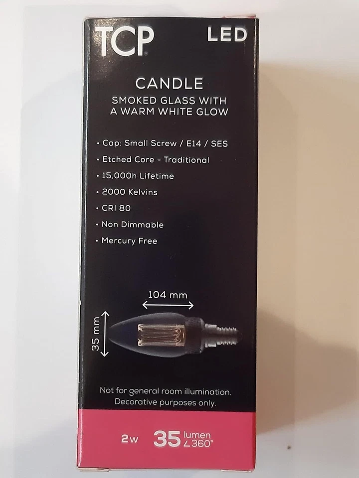 6 X LED SMOKED CANDLE LIGHT BULB SES WARM WHITE 2W CREATE MOOD LIGHTING - Image 3 of 4