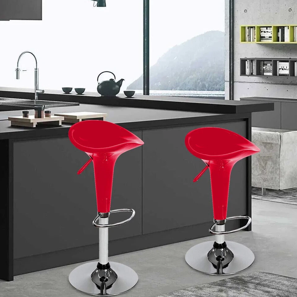 Set 2 Sgabelli Cucina Regolabile Acciaio e ABS Sgabello Girevole Bordo Casa Bar - Immagine 2 di 4