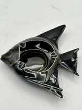 Vintage MCM Ceramic Angel Fish Ashtray Green Excellent Condition