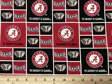 UNIVERSITY OF ALABAMA CRIMSON TIDE Blocks 1/4 Yard 9 x 43 100 Cotton Fabric