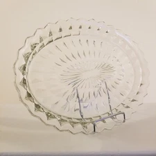 Vintage 1940s Jeanette Glass Windsor Clear Depression Glass 11.5" Platter