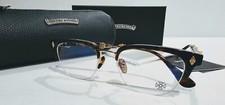 Chrome Hearts Unisex Adult Eyeglasses, Tortoise And Gold Frame Semi Rimless