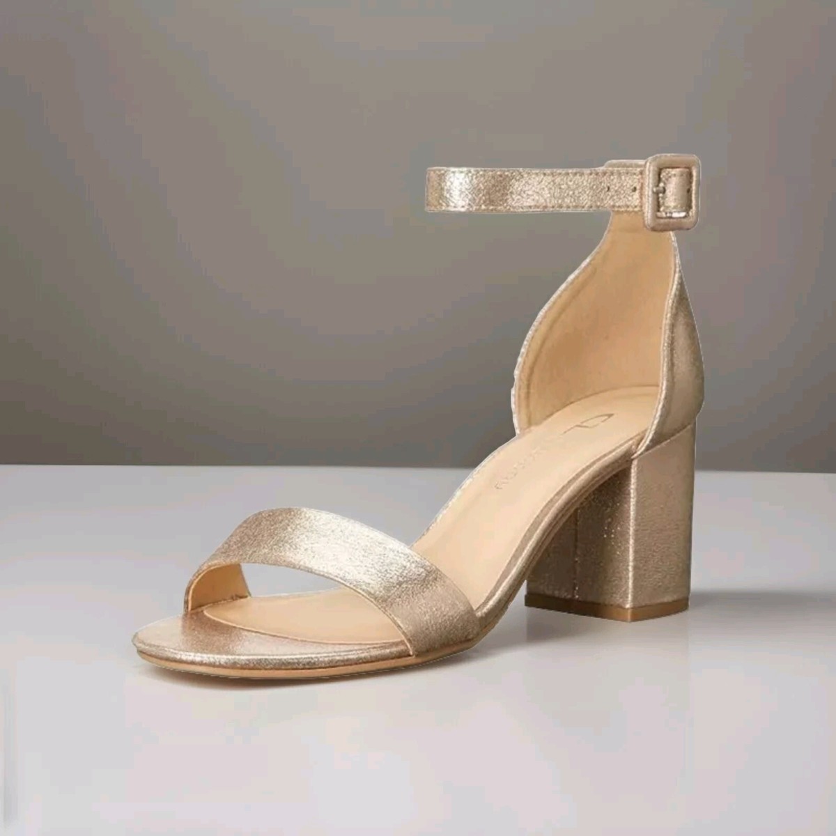 CL BY LAUNDRY Women's Gold Ankle Strap Jody Block Heel Buckle