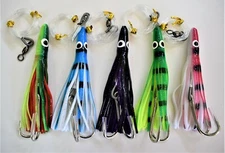 5 Pieces 5" Rigged Tuna Clone 1.5oz Saltwater Trolling Fishing lures Combo