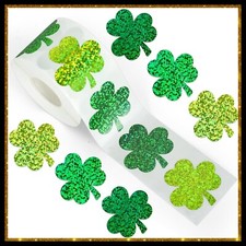 Shamrock St Patrick  s Day Stickers Green 1.5 Inches