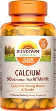 Sundown Calcium Vitamin D3 ,Supports Immune and Bone Health, 600mg, 120Tablets
