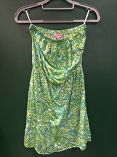Lilly Pulitzer Windsor Pima Cotton strapless Dress Fresh Citrus Green Parrot XS