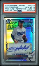 2021 Bowman Chrome Luis Rodriguez 1st Refractor Auto #CPA-LR #/499 Dual PSA 10