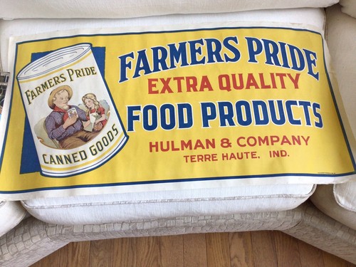 Vintage Farmers Pride Food Products Hulman & Co Terre Haute, Ind Vinyl Banner - Bild 1 von 4