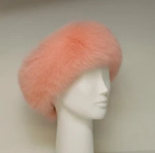 Real Fox Fur Headband Peach Coral New  Manufactured in the US