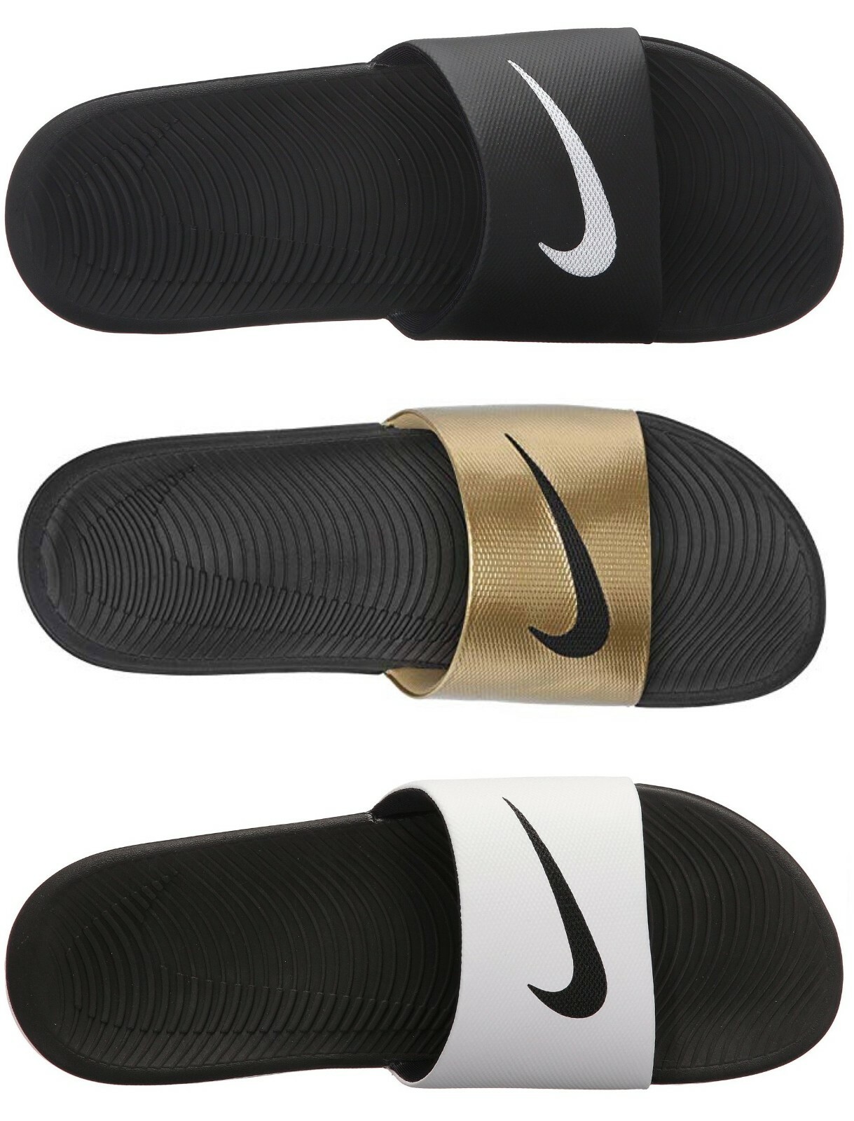nike kawa slide black gold