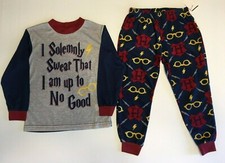 HARRY POTTER Unisex Kids 2-Piece Pajama Set, Sleepwear Fleece Bottoms Size 4 NEW