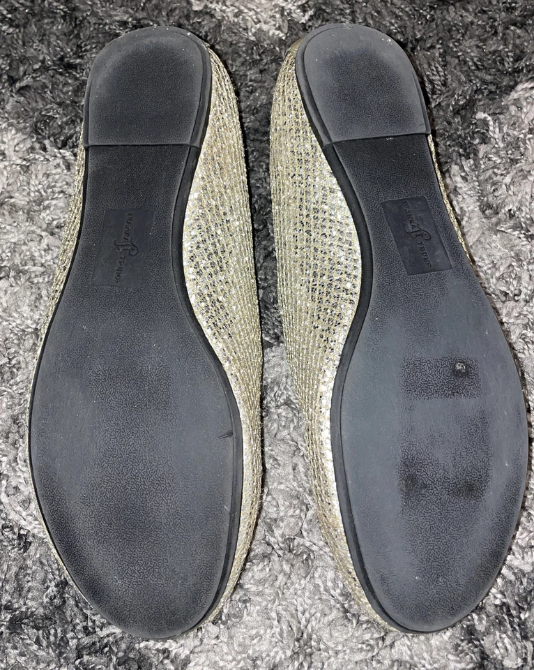 Women's IVANKA TRUMP gold sparkly fabric ballet flats shoes sz. 5 $110 - Image 3 of 4