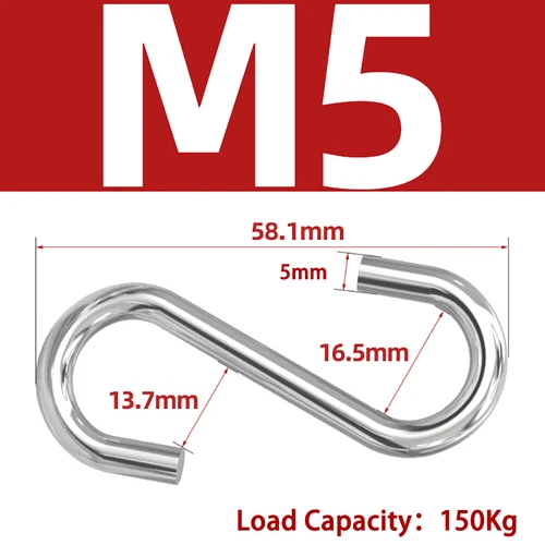 M2-M10 304 Edelstahl S Haken Küche Garten Pfanne Utensilien Aufhänger Aufhängen - Picture 10 of 13