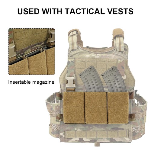 Tactical 5.56 Triple Magazine Pouch Mag Bag Hunting Vest Front Panel Hook & loop - Picture 4 of 14