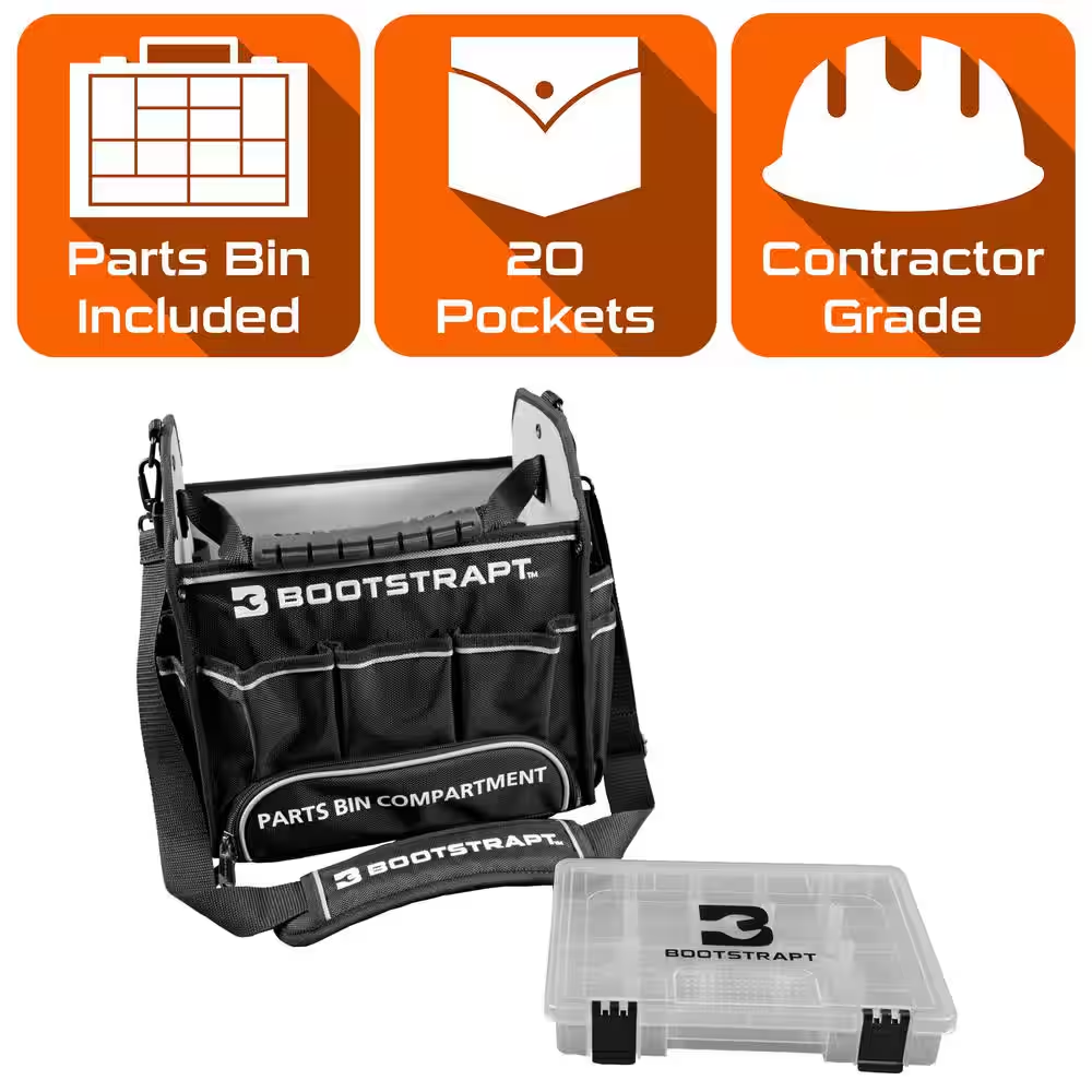 12-Inch Electrician's Tote Bag with Built-In Parts Organizer Compartment