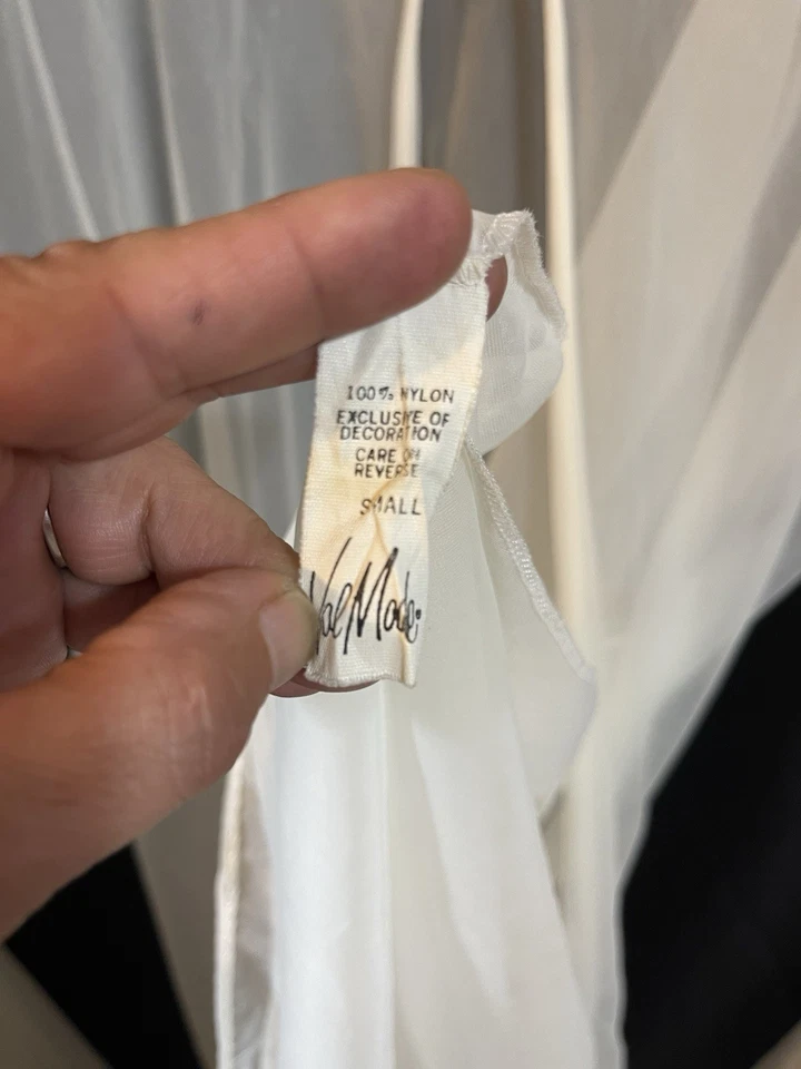 Camisón corpiño de encaje de gasa marfil Peignoir de colección Val Mode 2 piezas y transparente S Foto 3 de 4