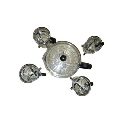 Bodum 4 Gläser, Teekanne mit Siebeinsatz und Deckel Teebereiter 