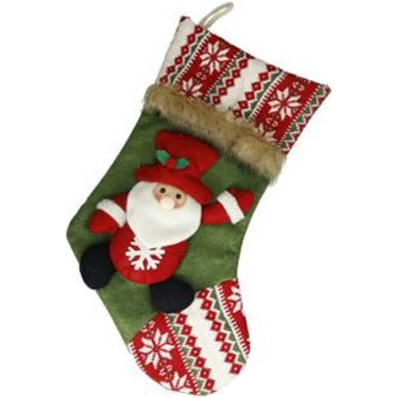 Calza Natalizia da Appendere BRANDANI Babbo Natale Pupazzo Pan di Zenzero 46 cm, fotografia 3 di 9