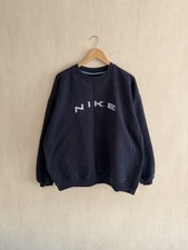 Felpa Nike vintage anni 90 girocollo a sacco nera grande centro logo ricamato