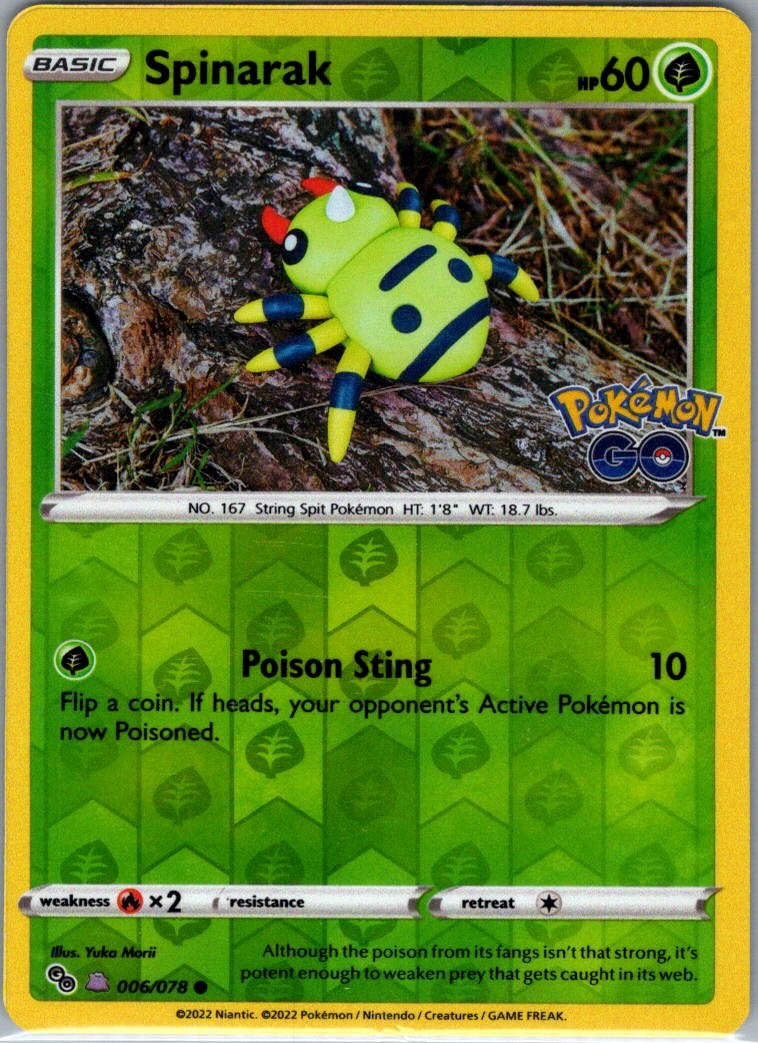 Spinarak (Peelable Ditto) 006/078 Pokemon GO - Pokemon Card - NM