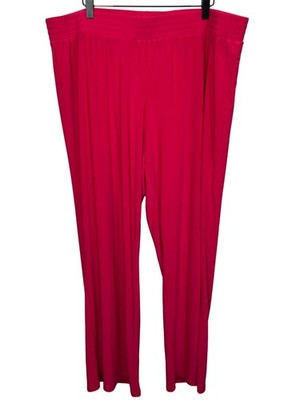 Ellen Weaver Womens 3X Wide Leg Pants Pink Fuchsia Pull On Plus Size